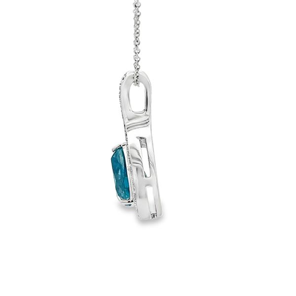 Blue Zircon and Diamond Pendant Image 2 Flora Gems Decatur, IL