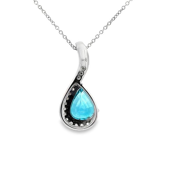 Blue Zircon and Diamond Pendant Image 3 Flora Gems Decatur, IL