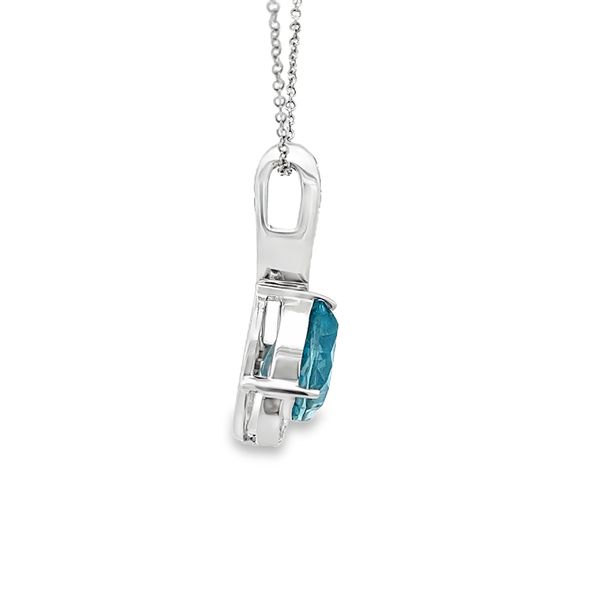 Blue Zircon and Diamond Pendant Image 4 Flora Gems Decatur, IL