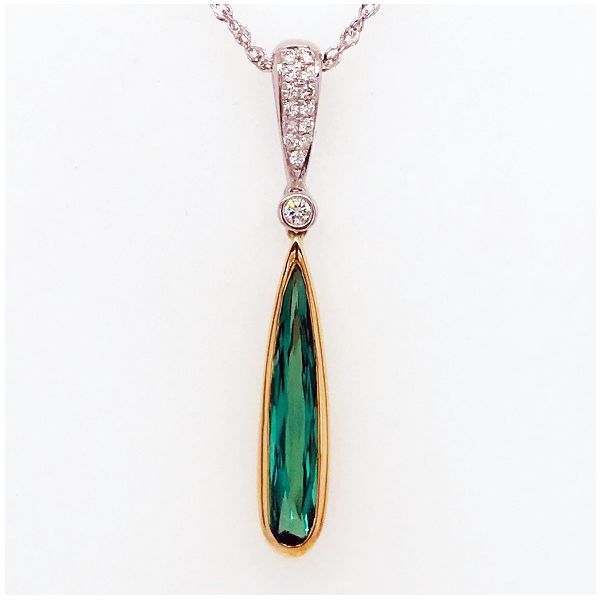 Green Tourmaline and Diamond Pendant Flora Gems Decatur, IL
