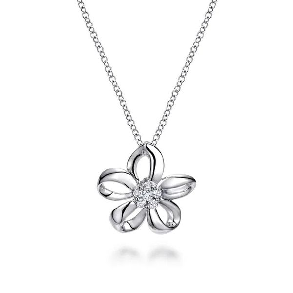 Sterling Silver White Sapphire Flower Necklace Flora Gems Decatur, IL