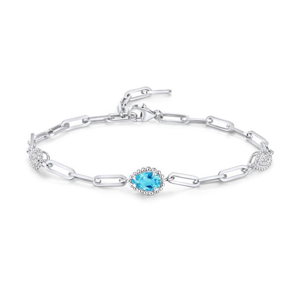 Blue Topaz and Diamond Bracelet Flora Gems Decatur, IL