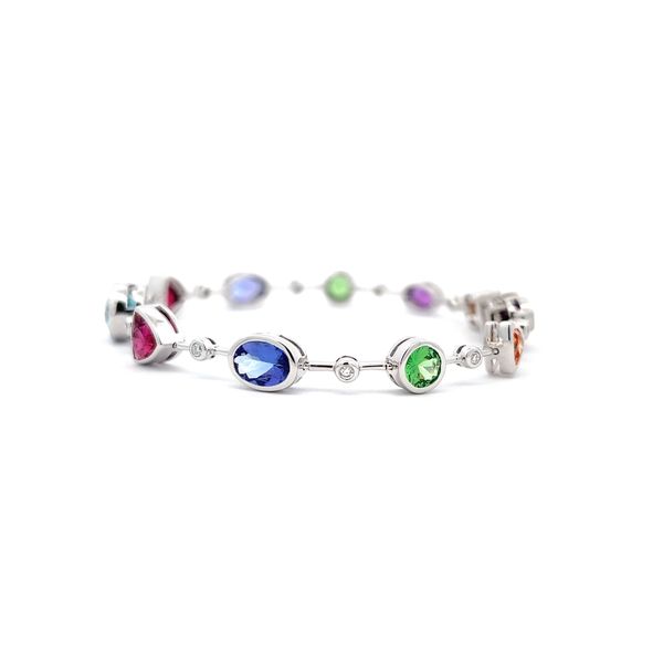 Multi Color Gem Stone and Diamond Bracelet Image 2 Flora Gems Decatur, IL