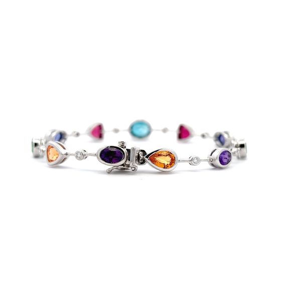 Multi Color Gem Stone and Diamond Bracelet Image 3 Flora Gems Decatur, IL