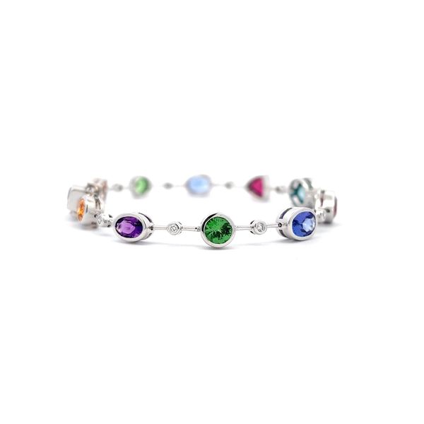 Multi Color Gem Stone and Diamond Bracelet Image 4 Flora Gems Decatur, IL