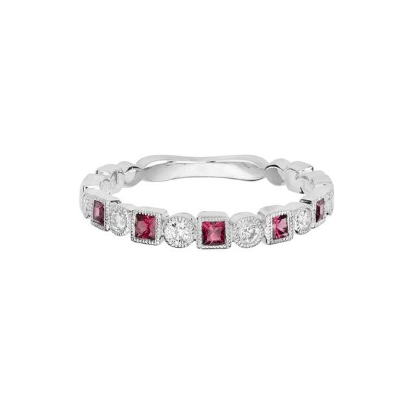 Rhodolite Garnet and Diamond Stackable Ring Flora Gems Decatur, IL