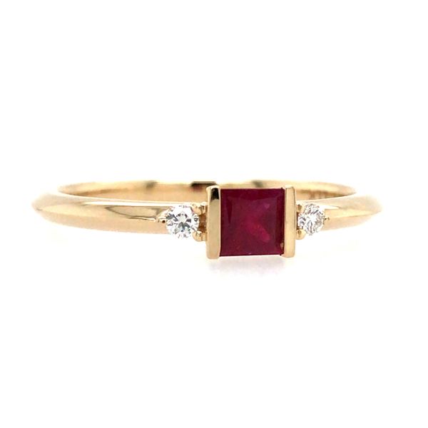 Ruby and Diamond Stackable Ring Flora Gems Decatur, IL