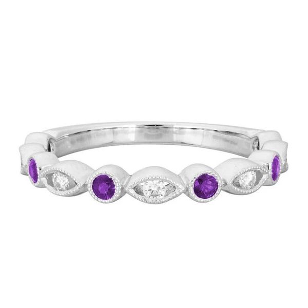 Amethyst and Diamond Stackable Ring Flora Gems Decatur, IL