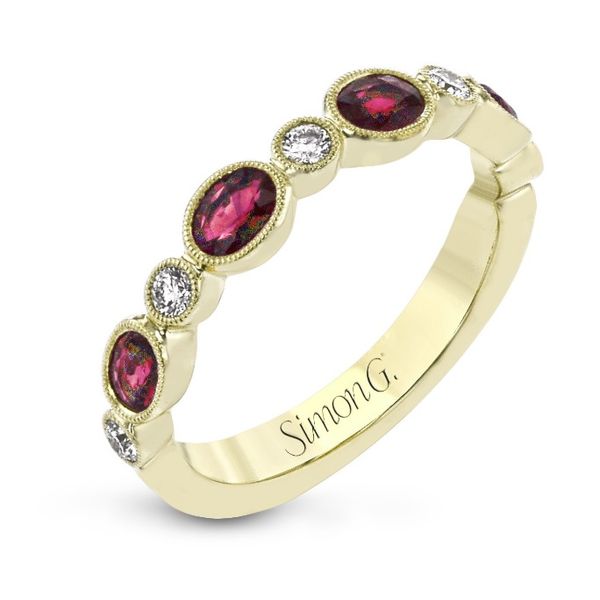 Simon G. Ruby and Diamond Stackable Band Flora Gems Decatur, IL