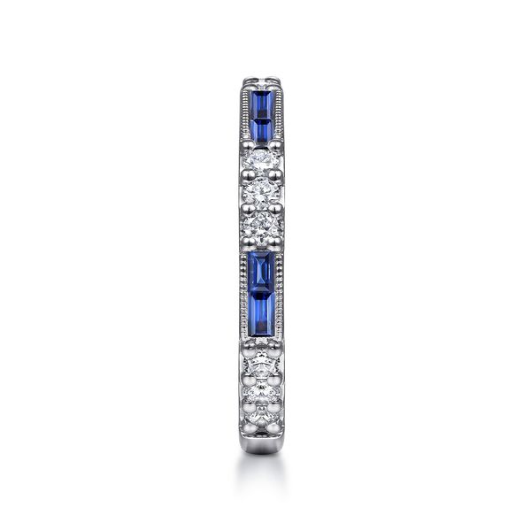 Blue Sapphire and Diamond Stackable Ring Image 2 Flora Gems Decatur, IL