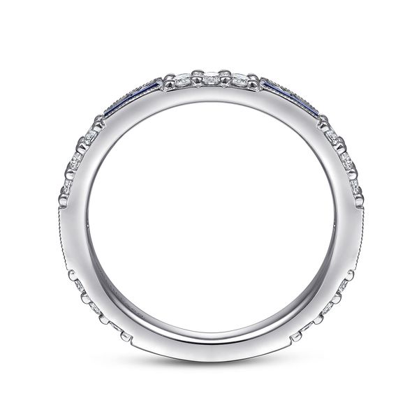 Blue Sapphire and Diamond Stackable Ring Image 3 Flora Gems Decatur, IL