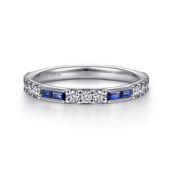 Blue Sapphire and Diamond Stackable Ring Flora Gems Decatur, IL
