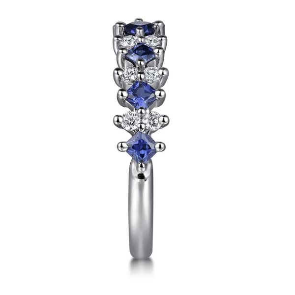 Sapphire and Diamond Stackable Ring Image 4 Flora Gems Decatur, IL