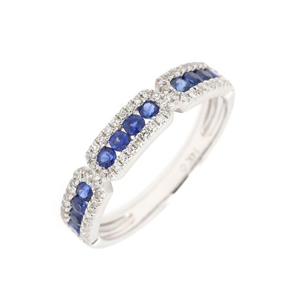 Sapphire and Diamond Stackable Band Flora Gems Decatur, IL