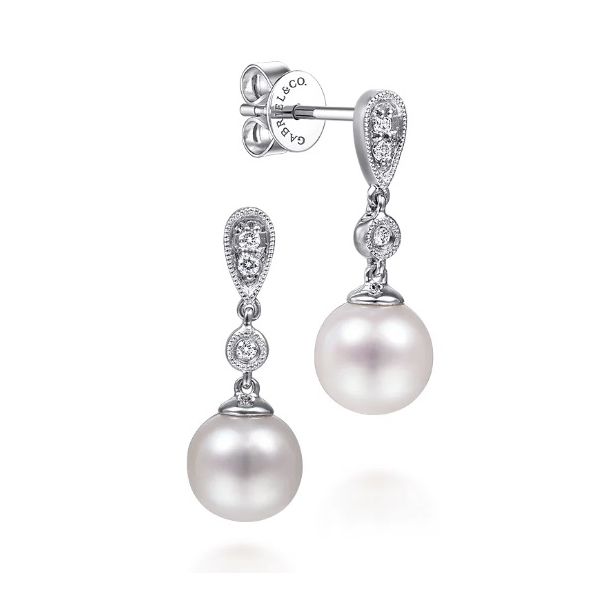 Pearl and Diamond Earrings Flora Gems Decatur, IL