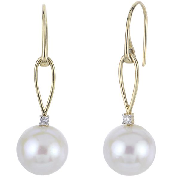 Freshwater Pearl and Diamond Earrings Flora Gems Decatur, IL