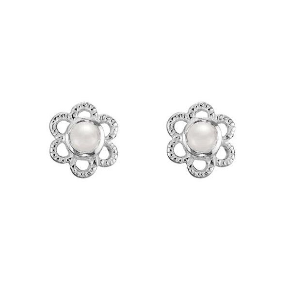 Sterling Silver Pearl Stud Earrings Flora Gems Decatur, IL