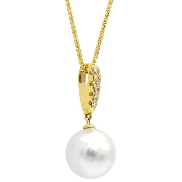 Pearl and Diamond Necklace Image 2 Flora Gems Decatur, IL