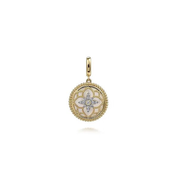 Mother of Pearl and Diamond Medallion Flora Gems Decatur, IL