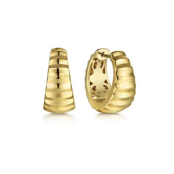 Gold Huggie Hoop Earrings Flora Gems Decatur, IL
