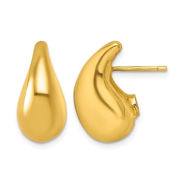 Gold Puffed Teardrop Stud Earrings Flora Gems Decatur, IL