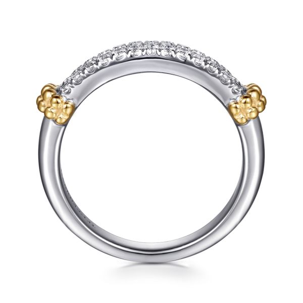 Sterling Silver, Yellow Gold and White Sapphire Stackable Ring Image 3 Flora Gems Decatur, IL