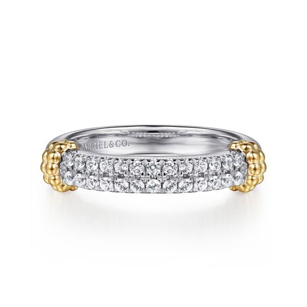 Sterling Silver, Yellow Gold and White Sapphire Stackable Ring Flora Gems Decatur, IL