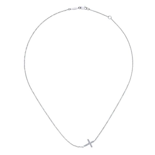 Sterling Silver and Sapphire Cross Necklace Image 2 Flora Gems Decatur, IL