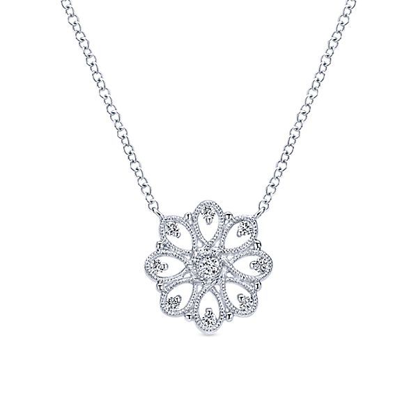 Sterling Silver and White Sapphire Necklace Flora Gems Decatur, IL