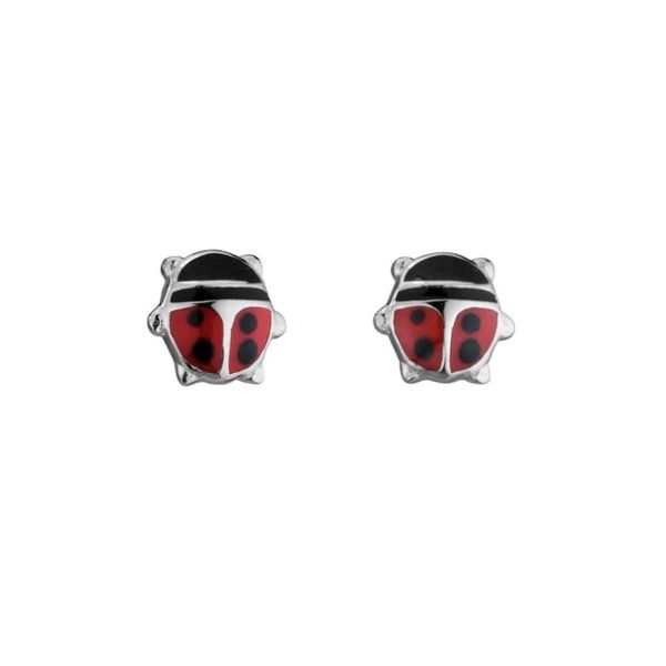 Sterling Silver and Enamel Ladybug Earrings Flora Gems Decatur, IL