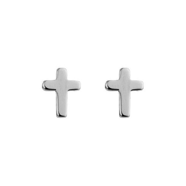 Sterling Silver Cross Stud Earrings Flora Gems Decatur, IL