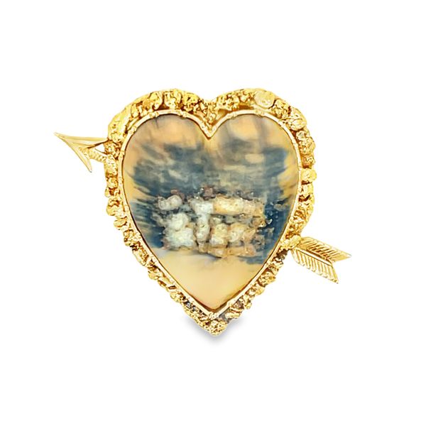 Estate - Vintage Heart Brooch Flora Gems Decatur, IL
