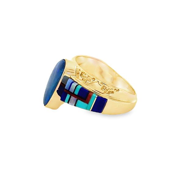 Estate - Opal, Lapis, Black Onyx, Coral, and Turquoise Ring Image 2 Flora Gems Decatur, IL