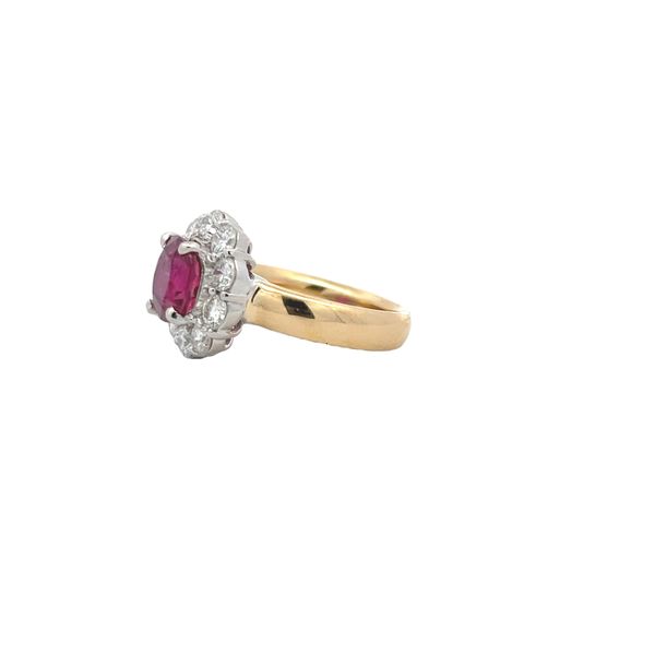 Estate - Ruby and Diamond Halo Ring Image 2 Flora Gems Decatur, IL