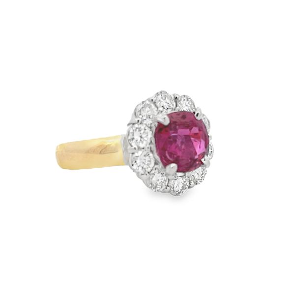 Estate - Ruby and Diamond Halo Ring Flora Gems Decatur, IL