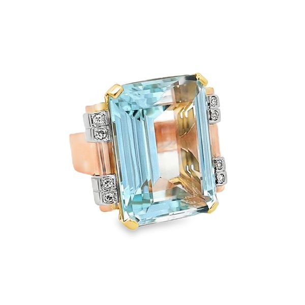 Estate - Aquamarine and Diamond Ring Flora Gems Decatur, IL