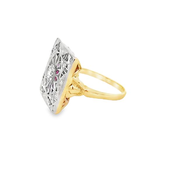 Estate - Diamond and Lab Grown Ruby Ring Image 2 Flora Gems Decatur, IL