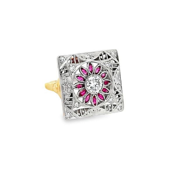 Estate - Diamond and Lab Grown Ruby Ring Flora Gems Decatur, IL