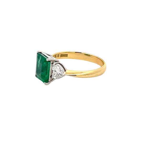 Estate - Platinum Emerald and Diamond Ring Image 2 Flora Gems Decatur, IL