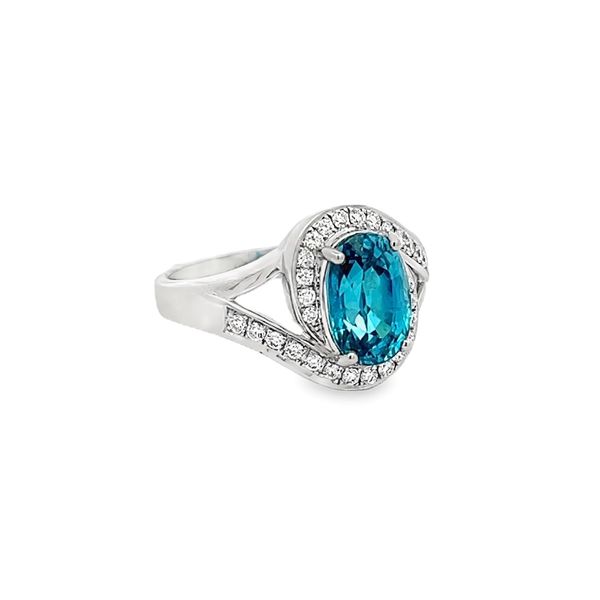 Estate - Blue Zircon and Diamond Ring Flora Gems Decatur, IL