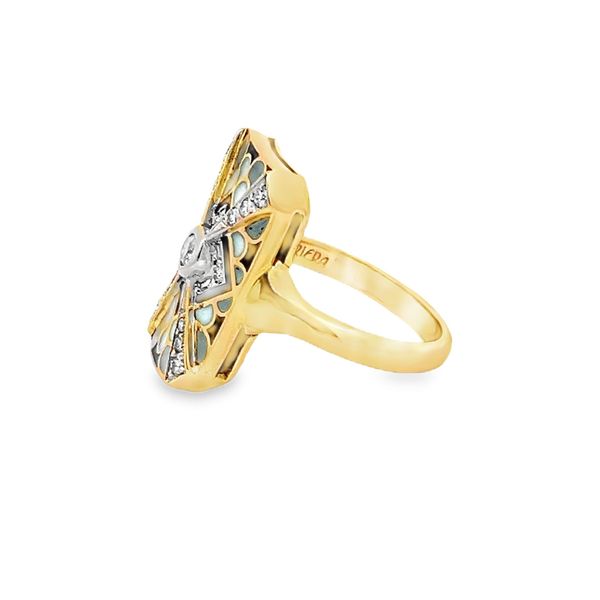 Estate - Diamond and Enamel Ring Image 2 Flora Gems Decatur, IL
