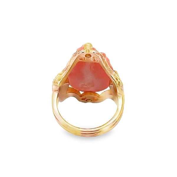 Estate - Vintage Coral Cameo and Diamond Ring Image 3 Flora Gems Decatur, IL