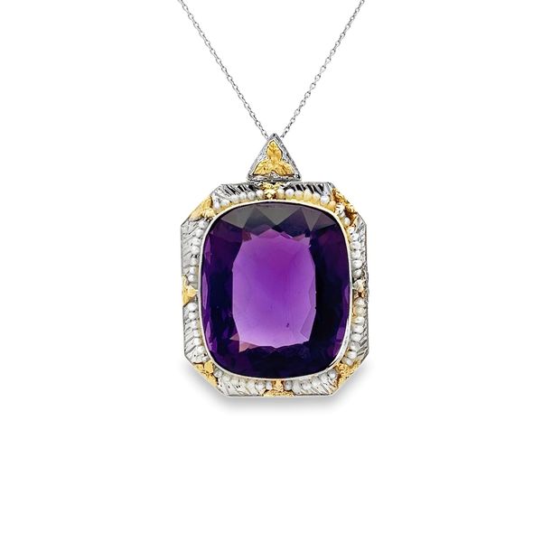 Estate - Vintage Amethyst and Pearl Pendant Flora Gems Decatur, IL