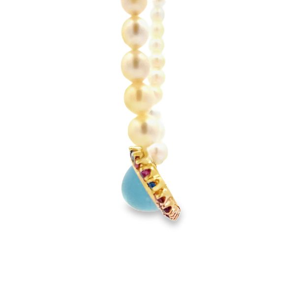 Estate - Pearl, Aquamarine, Ruby, and Sapphire Necklace Image 2 Flora Gems Decatur, IL