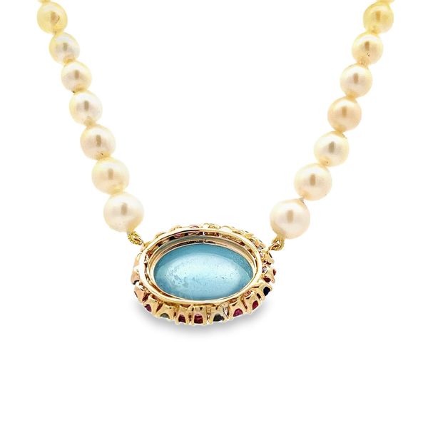 Estate - Pearl, Aquamarine, Ruby, and Sapphire Necklace Image 3 Flora Gems Decatur, IL