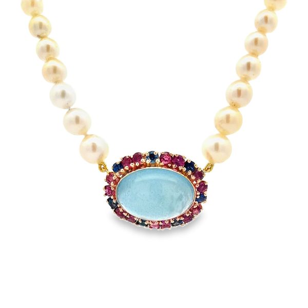 Estate - Pearl, Aquamarine, Ruby, and Sapphire Necklace Flora Gems Decatur, IL