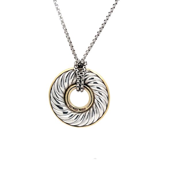 Estate - David Yurman Sterling Silver and Gold Necklace Image 3 Flora Gems Decatur, IL