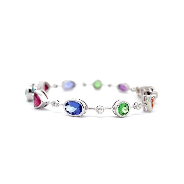 Estate - Multi Color Gem Stone and Diamond Bracelet Image 2 Flora Gems Decatur, IL