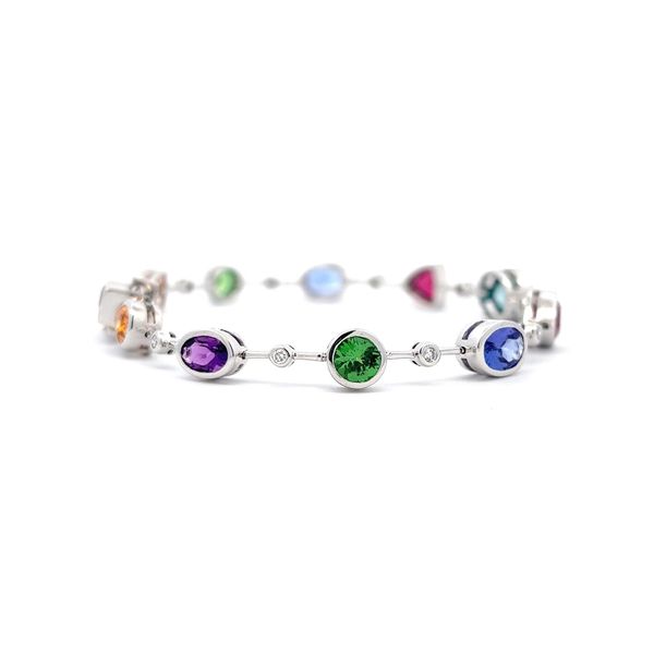 Estate - Multi Color Gem Stone and Diamond Bracelet Image 4 Flora Gems Decatur, IL