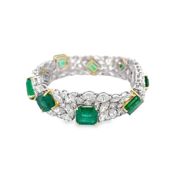 Estate - Emerald and Diamond Bracelet Image 2 Flora Gems Decatur, IL